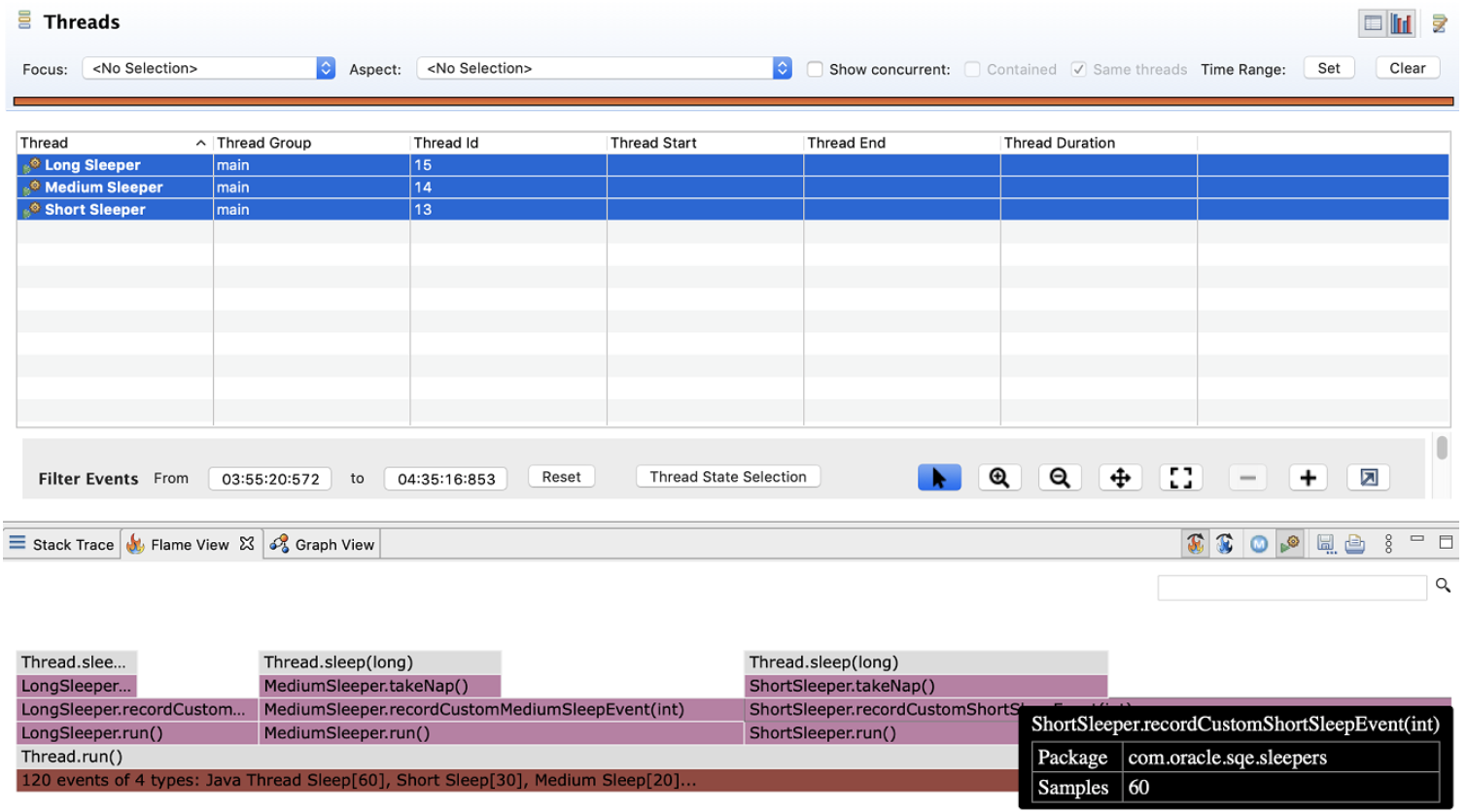 JMC screenshot showing a Flame Graph view