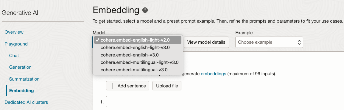 OCI Embedding Models 