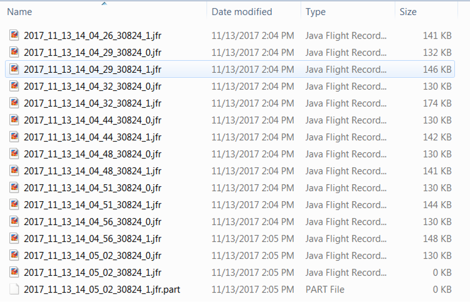 Dumped JFR recording files