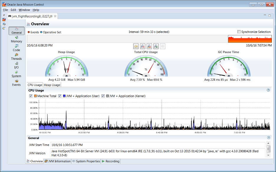Checking recording interval in JMC